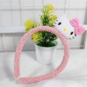 Hello Kitty Pink Plush Headband Cartoon Hair Accessory Face Washing Everday Wear